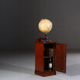 Antieke kast / Strak Engels mahonie nachtkastje ca.1860 met kleine opstand (No.681436)