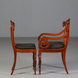 Antieke stoelen /  Stel van 6 eetkamerstoelen + 1 armstoel  ca. 1835 incl. bekleding naar wens (No.782319)