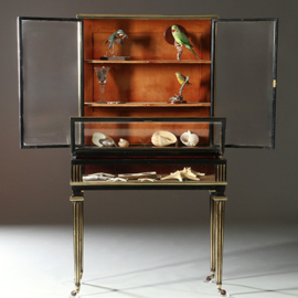 Pianovormige verzamelaars vitrine of display-cabinet in brons met zwart ca 1880 (No.950145)