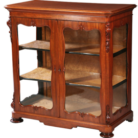 Vitrine of display cabinet in mahonie met interieur van vogeloog ca 1860 Willem III (No.991920)