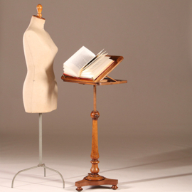 Antieke bijzettafel / Hollandse laat biedermeier lezenaar in mahonie met brons (No.892901)