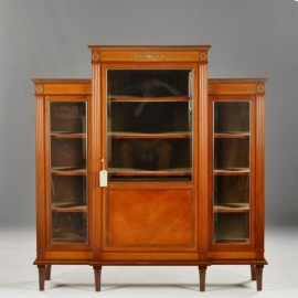 Antieke kast / Servieskast / vitrinekast / boekenkast in mahonie ca. 1880 facet geslepen glas (No.479901)