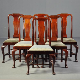 Antieke stoelen / 6 Solide Engelse mahonie eetkamerstoelen ca. 1920 (No.123054)