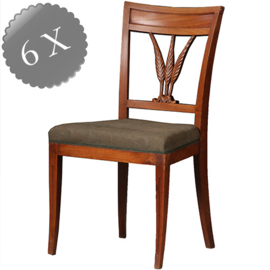 6 antieke stoelen nieuwe stof naar keus Korenaartjes ca 1790 iepenhout (No.911850)