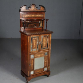 Antieke kast / Palissander muziekkast, Engles ca. 1880 met 14 facet geslepen spiegeltjes (No.561958)
