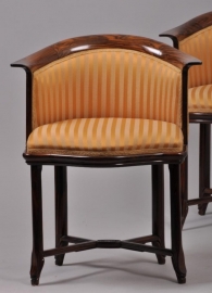 Antieke fauteuils en armstoelen / Stel Art Deco buireaustoelen / armstoelen in palissander (No.473825)