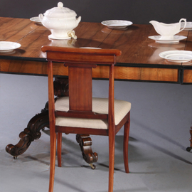 Lange eetkamertafel wortelnoten Willem III ca 1875 permanente lengte [No.212825)
