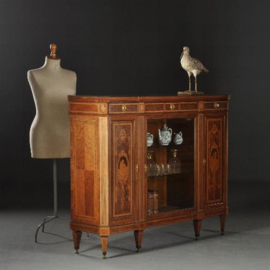 Antieke kast / Rijk ingelegde Hollandse vitrine in notenhouten "Credenza" ca. 1890 gesigneerd Mutters (No.470743)