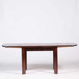 Art Deco - Mid-Century Eetkamertafel uitschuifbaar opgelegd gespiegeld palissander (No.322140)
