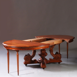 Ruim 5 m lange Willem III Eetkamertafel of vergadertafel ca 1870  te vergroten tot 22 personen (No.932630)