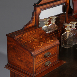 Antieke bureau zeer elegant palissander damesbureau rijk ingelegd ca. 1860 met leer en brons (No.911845)