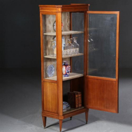 Antieke kast / Hollandse vitrinekast Louis Seize  stijl ca. 1880 notenhout met inlegwerk (No.662721)