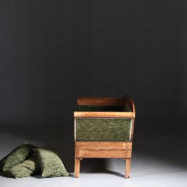 Antieke banken / Hollandse vroeg biedermeier sofa ca. 1820 in bloemmahonie met groen velours (No.561957)