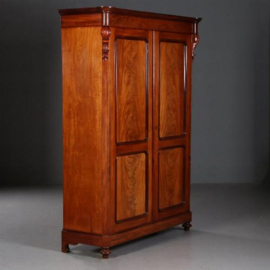 Antieke kast / Strakke 2-deurskast  Hollands ca. 1855 met zwart gepolitoerde details (No.740442)