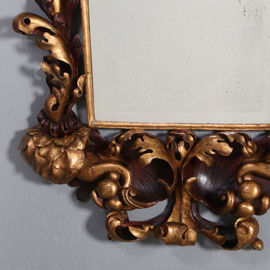 Antieke spiegels / Spiegel Italiaans barok  hout geneden lijst verguld en gebruineerd ca 1700 (No.882440)