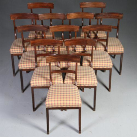 Antieke stoelen / Stel van 6 Engelse mahonie stoelen ca. 1930 incl. stoffering naar wens (No.562223)