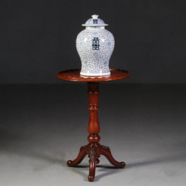 Antieke bijzettafels / Grote wijntafel Victoriaans mahonie ca. 1860 met geschulpte opstaande rand (No.691747)