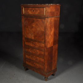 Antieke bureaus / Feestelijk ingelegde klepsecretaire ca. 1900 bloemmahonie aan drie zijde (No.521366)