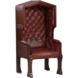 Porters Chair / Huifzetel 18e eeuws rood bekleed deels gecapitonneerd (No.922840)