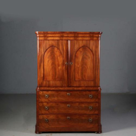 Antieke kast / Zeer klein Hollands kabinet biedermeier ca. 1820 in mahonie (No.770345)