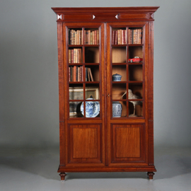 Strakke hoge boekenkast in mahonie planken verstelbaar  ca. 1885 (No.452445)