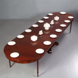 Antieke tafel / coulissentafel voor 16 personen Biedermeier ca. 1825 mahonie (No.692811)