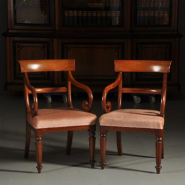 Antieke stoelen / Stel van 2 mahonie biedermeier armstoelen  ca. 1865  (No.391353)