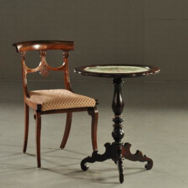 Antieke bijzettafels / Wijntafels / Palissander Hollandse Willem III tafel ca. 1870 met oorspronkelijke borduurwerk (No.86321)