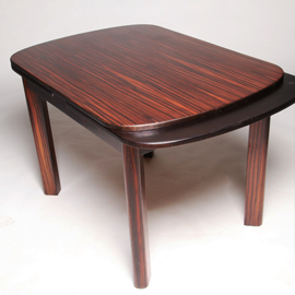 Art Deco - Mid-Century Eetkamertafel uitschuifbaar opgelegd gespiegeld palissander (No.322140)