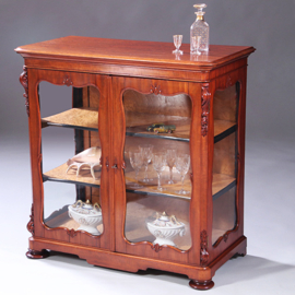 Vitrine of display cabinet in mahonie met interieur van vogeloog ca 1860 Willem III (No.991920)