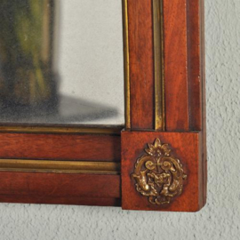 Antieke spiegels / Franse mahonie spiegel ca. 1850 met bronzen hoekornamenten (No.801655)