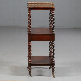 Antieke bijzettafels / Victoriaanse "What not" / etagère 1870 noten en brons (No.611653)