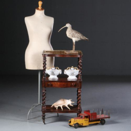 Antieke bijzettafels / Victoriaanse "What not" / etagère 1870 noten en brons (No.611653)