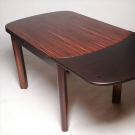Art Deco - Mid-Century Eetkamertafel uitschuifbaar opgelegd gespiegeld palissander (No.322140)