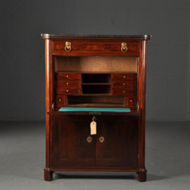 Antieke bureaus / kapitale klepsecretaire ca. 1845 bloemmahonie aan drie zijde (No.490149)