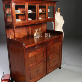 Antieke kast / Art Deco kast met vierdeurs vitrine opzetdeel ca. 1910 mahonie (No.872038)