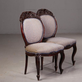 Antieke stoelen / Stel van 2 Hollandse kolossale Koloniale salonzetels in palissander ca. 1875 (No.541743)