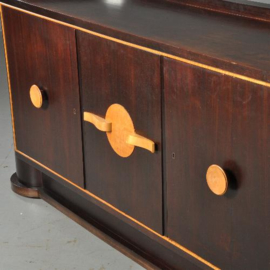 Antieke kast / Dressoir met bar achter de middelste deur ca. 1955 palissander en wenge (No.451943)