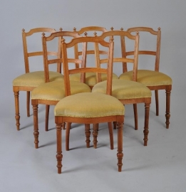 Antieke eetkamerstoelen / 6 notenhouten stoelen ca. 1890 (No.87116)