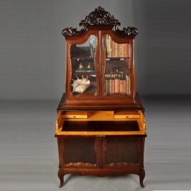 Antieke kast / Hollands mahonie Bonheur met bureau gebrandmerkt: Gebr. Horrix ca. 1870 (No.303011)