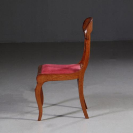 Antieke stoelen / Stel van 8 Charles X mahonie eetkamerstoelen 2 met armleuningen  ca. 1820 prijs incl bekleding naar wens (No.650357)