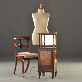 Antieke kast / Rijk ingelegd turfkastje waar lectuur of bladmuziek ook in past ca. 1875 (No.871252)