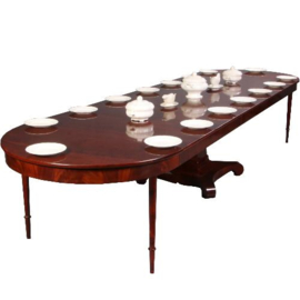 Historisch mooie lange tafels-eetkamertafel-coulissentafel in mahonie noten etc. tot meer dan 4 meter