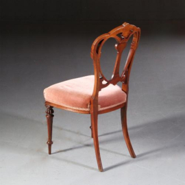 Antieke stoelen / Stel van 6 laat Victoriaanse mahonie  eetkamerstoelen  ca. 1890 met bewerkte kroon Incl. stoffering naar wens (No.681438)