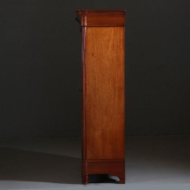 Antieke kasten / Strakke Hollandse Willem III  tweedeurskast ±1870 in mahonie met bloemmahonie (No.840159)