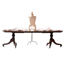 Antieke tafels / lange eetkamertafel Twin pedestal D-end Table Regency stijl ±1900 (No.842240)