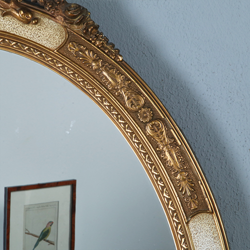 Ovale spiegel in goud met wit en met fraaie kroon Gebr. Koch ca. 1900 (No.290832) - 1,06 m. Hoog