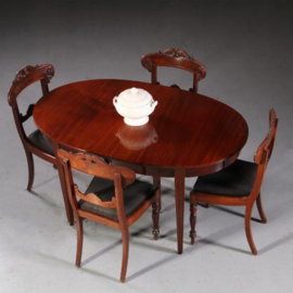 Antieke tafels / Zeer smalle coulissetafel Hollands ca. 1800 met 2 bladen max 2,19m. ca 8 personen  (No.692455)