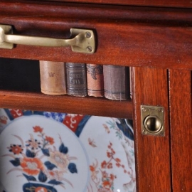 Antieke kast / Bijzondere Engelse mahonie 6-deurs boekenkast mét rolluik ca. 1900 (No.920621)