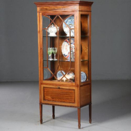 Antieke kast / Vitrinekast met deur en klep bekleed interieur ca. 1900 (no.732513)